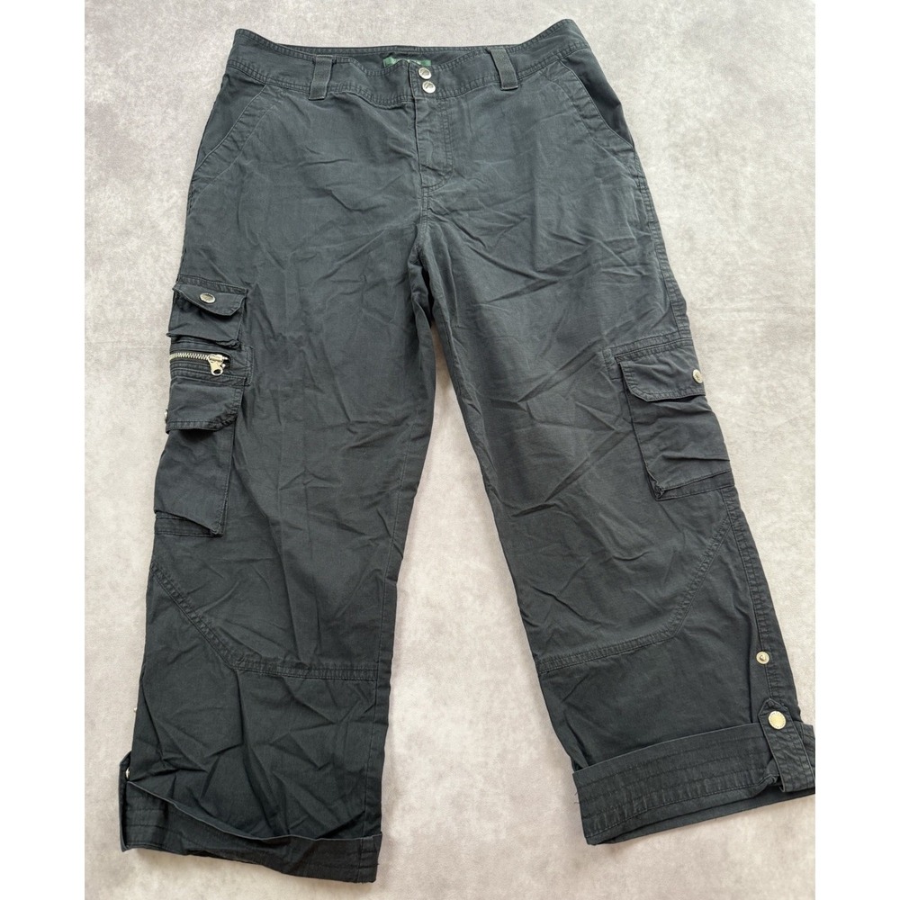 Lauren Ralph Lauren Women's Sz 10 Crop Cargo Pants Classic Casual‎ Black Silver